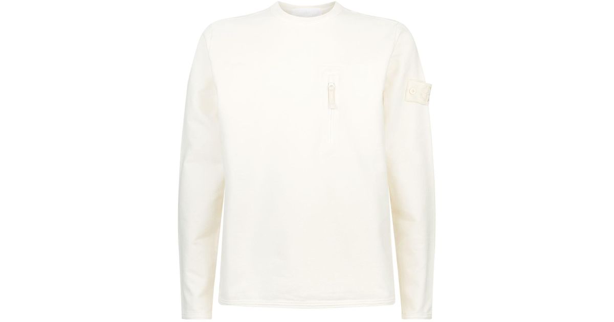 Stone Island Cotton Ghost Crew Neck Sweater in White for Men - Lyst