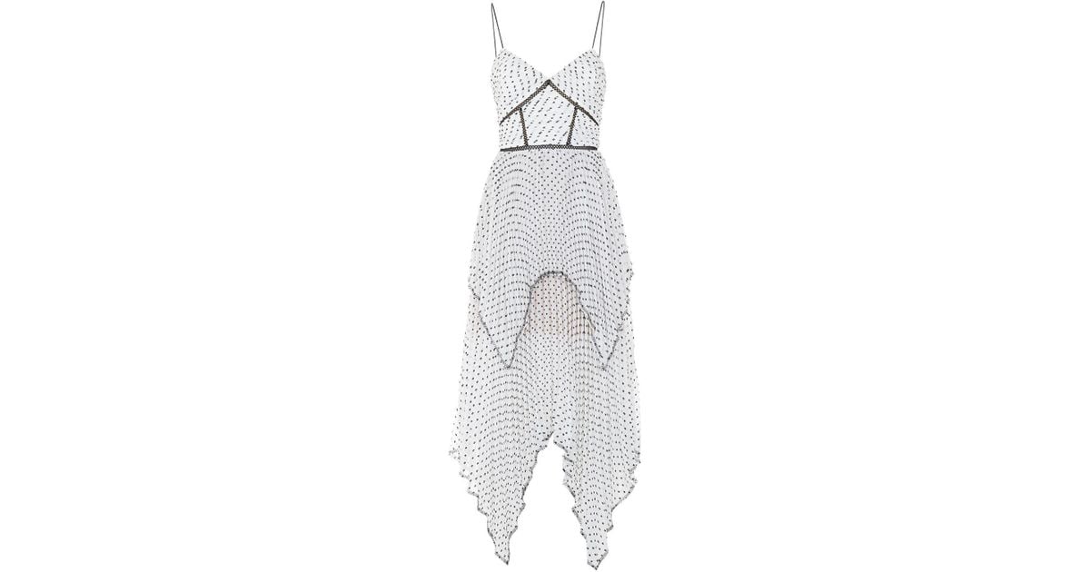 self portrait plumetis tiered midi dress