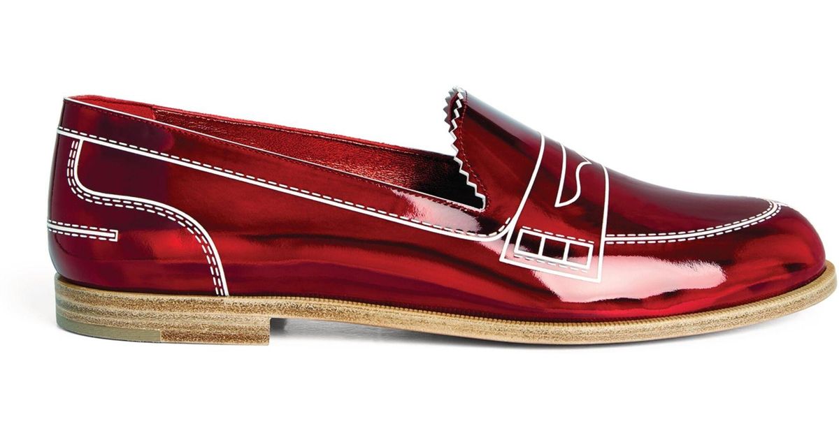 Christian Louboutin Mocalaureat Patent Leather Loafers in Red | Lyst