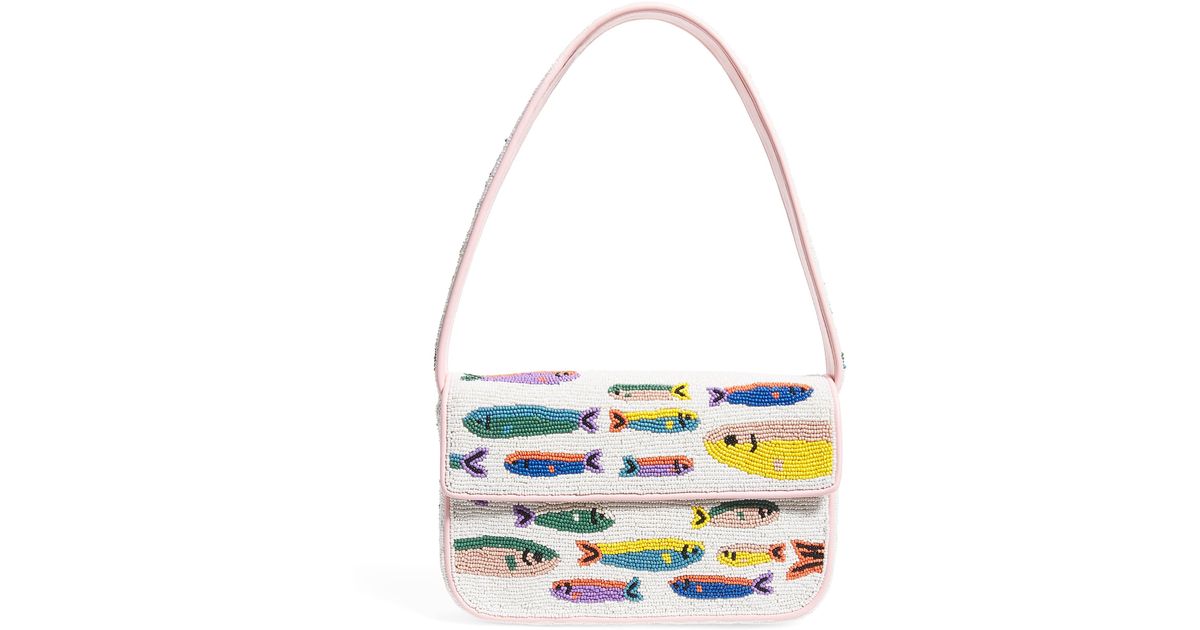 STAUD Beaded Sardines Tommy Shoulder Bag in White | Lyst