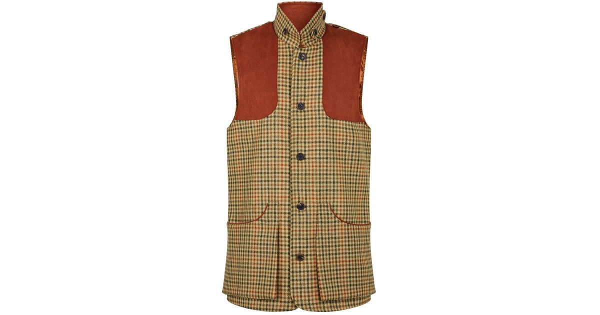 James Purdey & Sons Tweed High collar Shooting Vest in Orange for