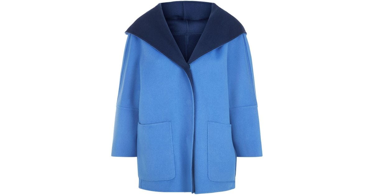 Weekend by Maxmara Reversible Hooded Wool Coat in Blue | Lyst