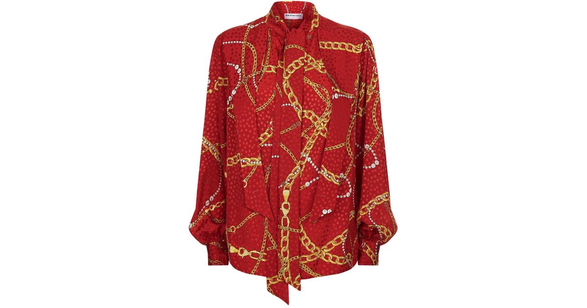 Balenciaga Chain Print Silk Blouse in 