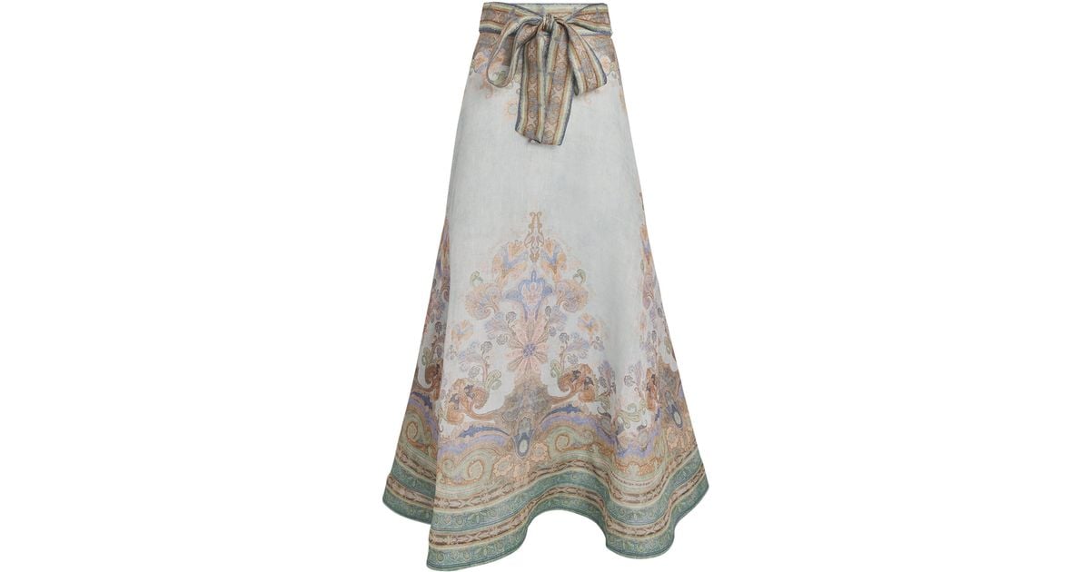 Zimmermann Paisley Print Eden Maxi Skirt in Gray | Lyst