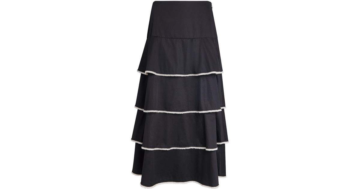 Sandro Cotton Embellished Maxi Skirt in Black | Lyst UK
