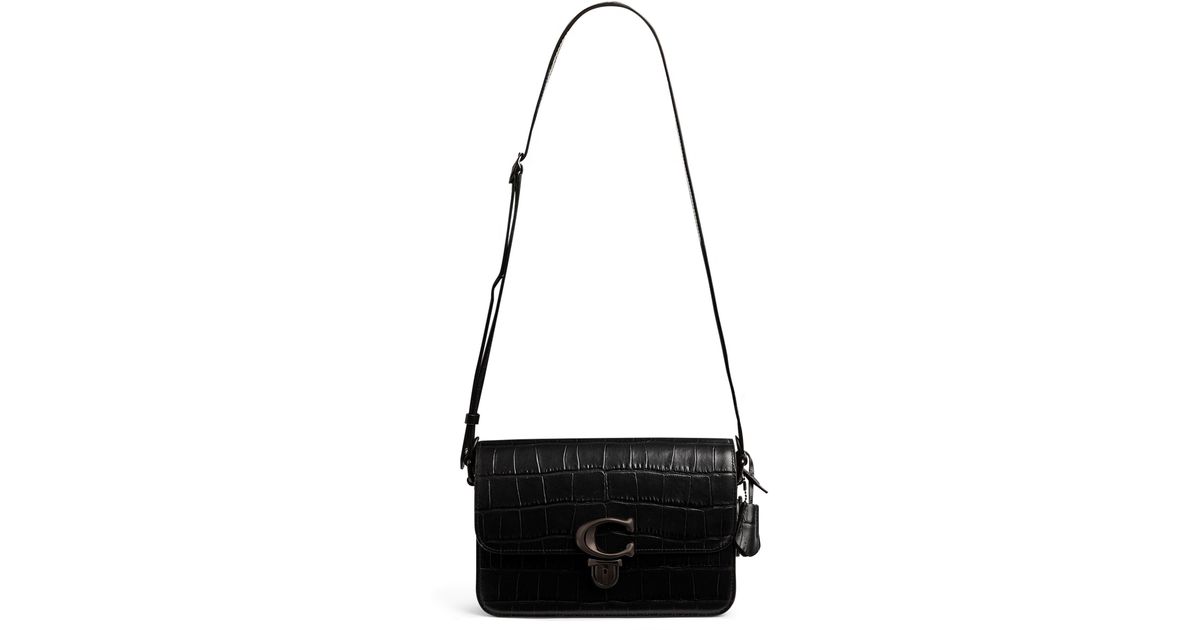 COACH Crocembossed Leather Studio Shoulder Bag in Black Lyst