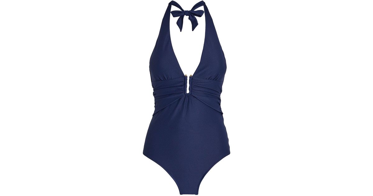 Heidi Klein U-bar Halterneck Swimsuit in Blue | Lyst