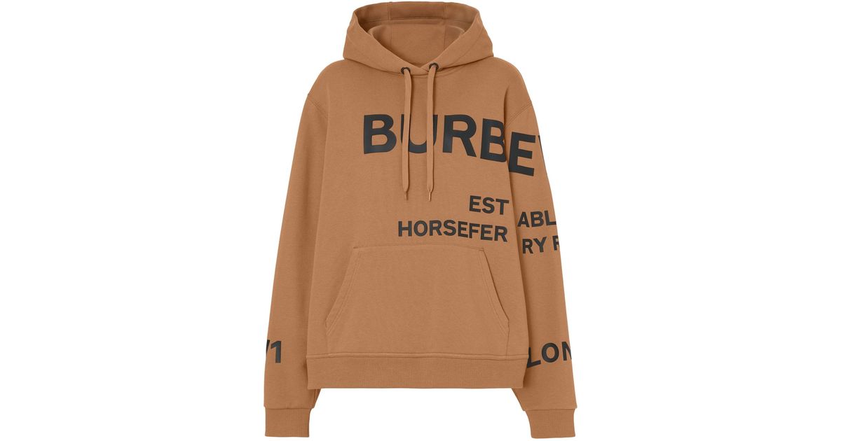 Burberry Cotton Horseferry Oversized Hoodie in Brown | Lyst UK