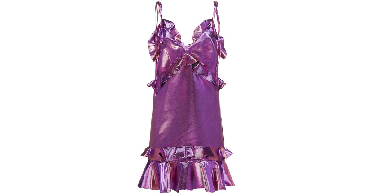 metallic ruffle dress