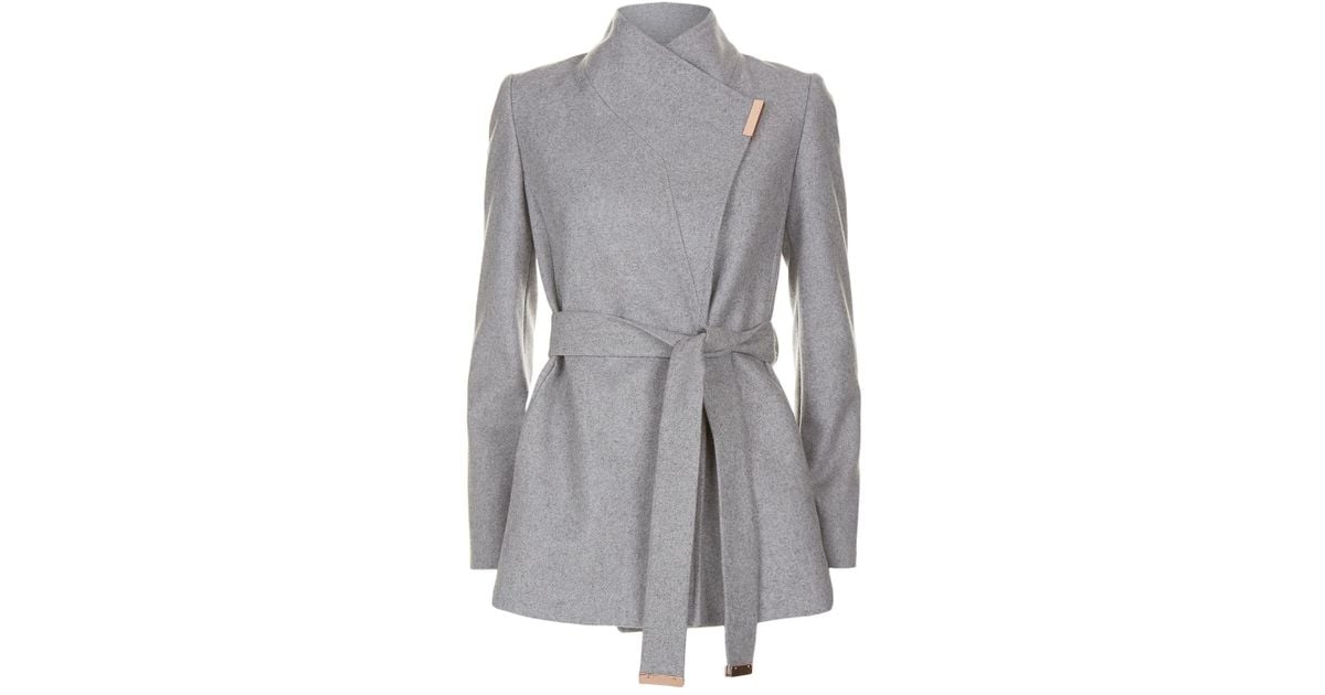 ted baker grey short wrap coat