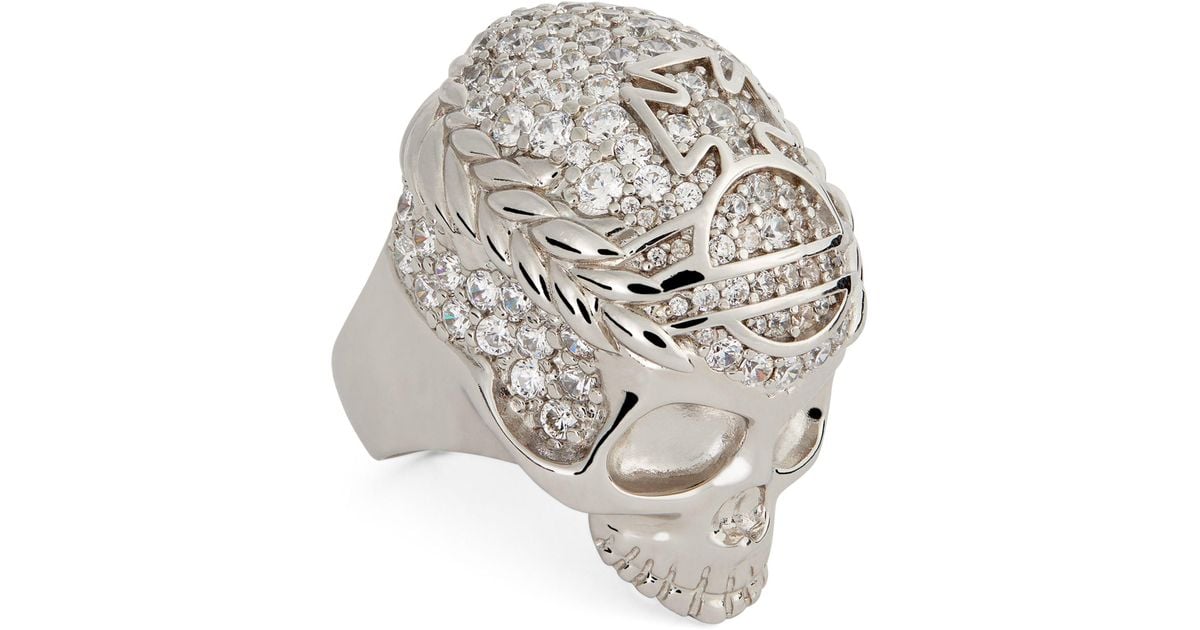 Vivienne Westwood Silver Crystal-embellished Skull Ring in