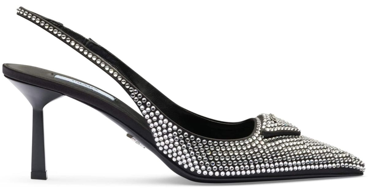 【関税＆送料込み】Prada 55Mm Crystal-Embellished Slingback Crystal-embellished slingback pumps in black - Prada | Mytheresa