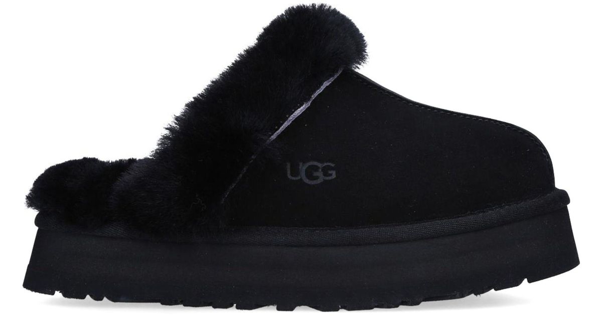UGG Suede Disquette Flatform Slippers in Black | Lyst UK