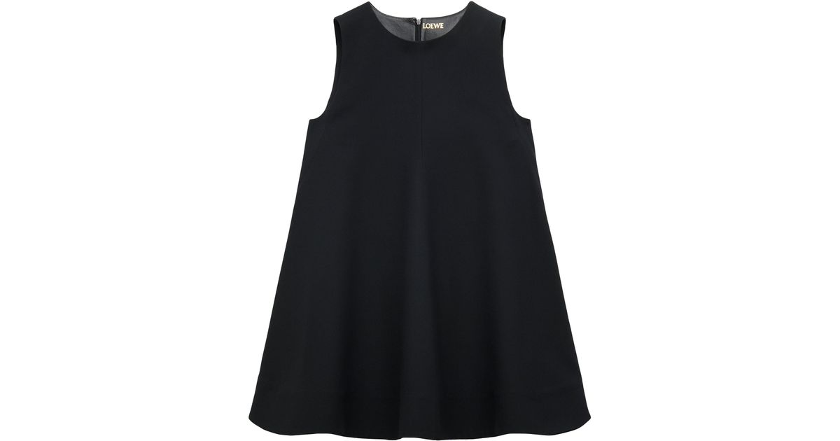 Loewe Silkwool Mini Dress in Black Lyst