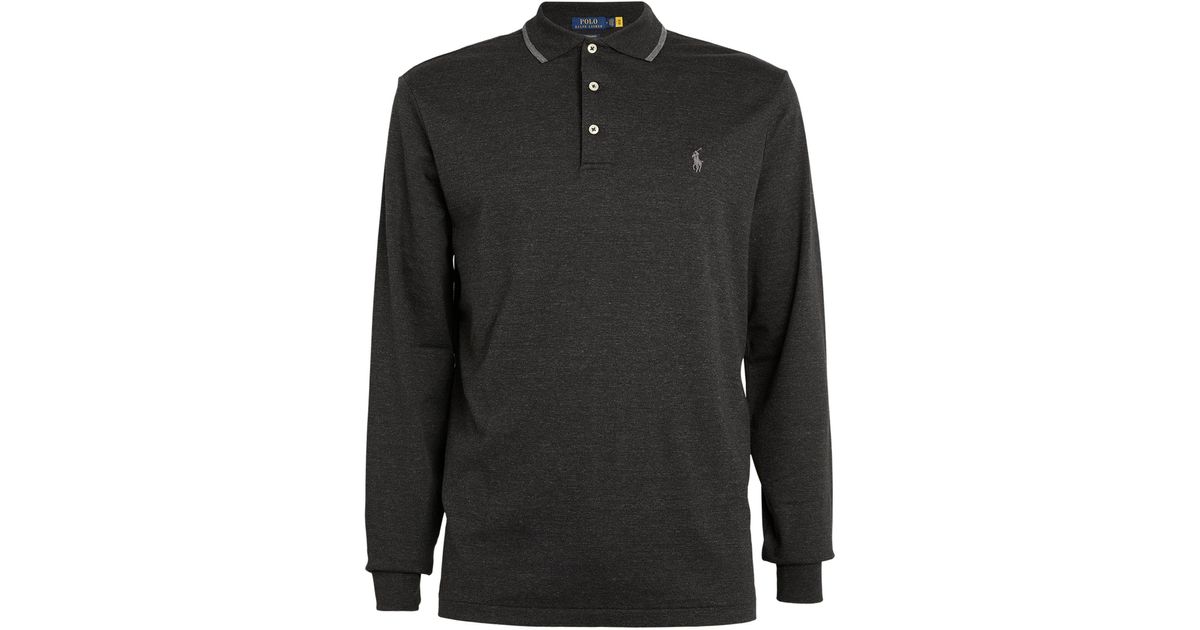 Polo Ralph Lauren Pima Cotton Long-sleeved Polo Shirt in Black for Men ...