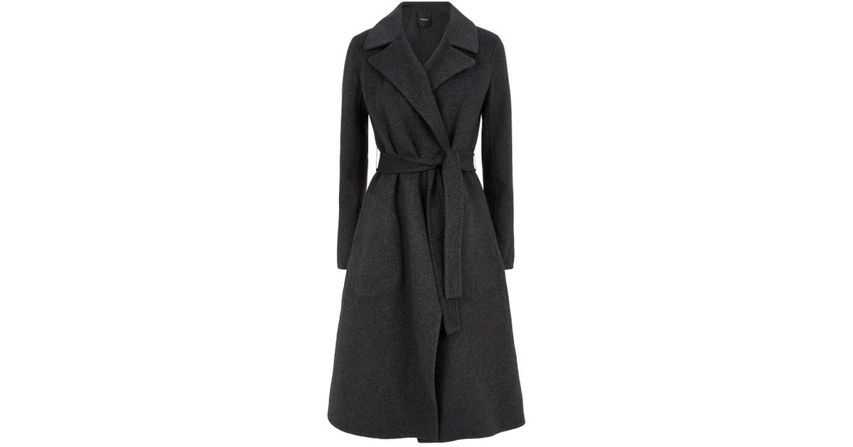 Theory Cashmere Wrap Coat in Grey (Gray 
