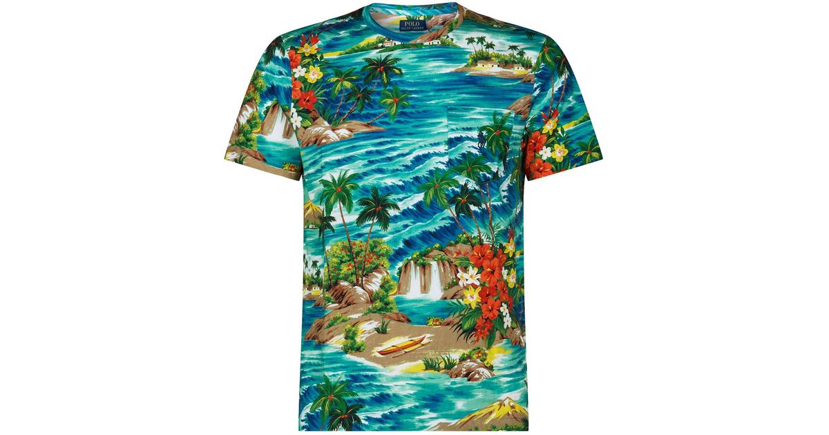 Polo Ralph Lauren Cotton Hawaiian Print T-shirt in Blue for Men | Lyst