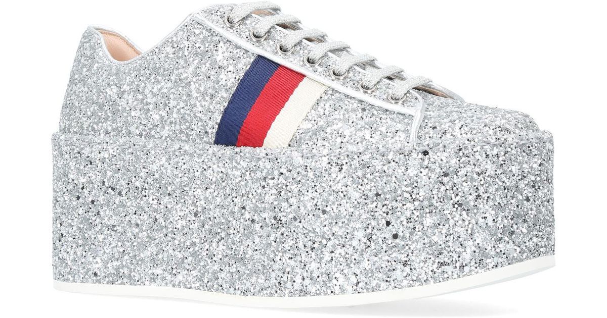 gucci peggy glitter platform sneakers