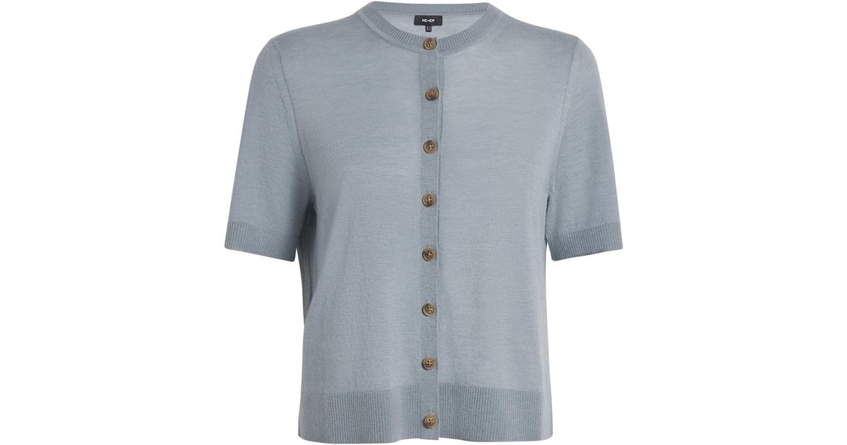 ME+EM Wool-Cashmere Short-Sleeve Cardigan in Blue | Lyst