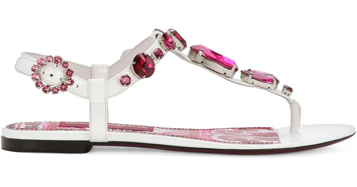 Dolce & Gabbana Majolicaprint Flip Flops in Pink Lyst