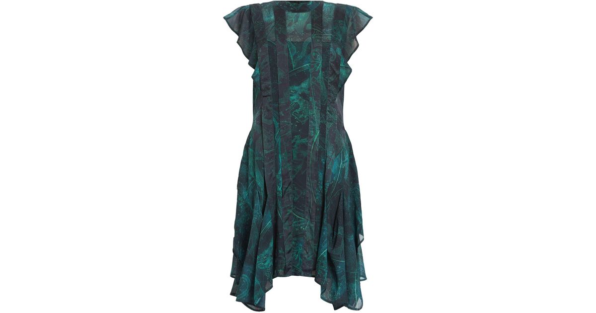 all saints fleur wing dress green Minikleid mit Blumenprint aus Samt