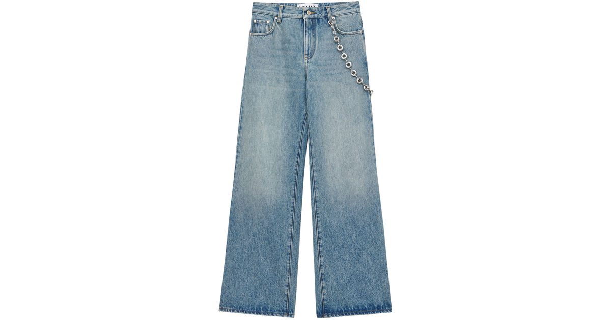 Loewe Baggy Mid-rise Chain Jeans in Blue | Lyst