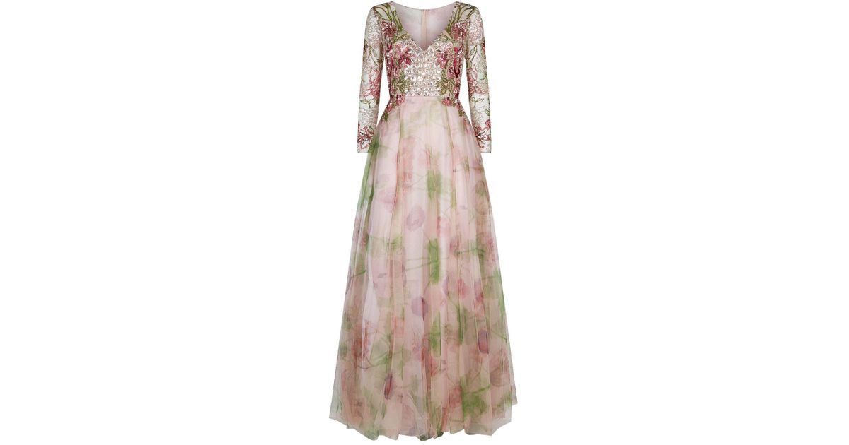 Lyst Patricia Bonaldi Embellished Bodice Fl Gown In Pink