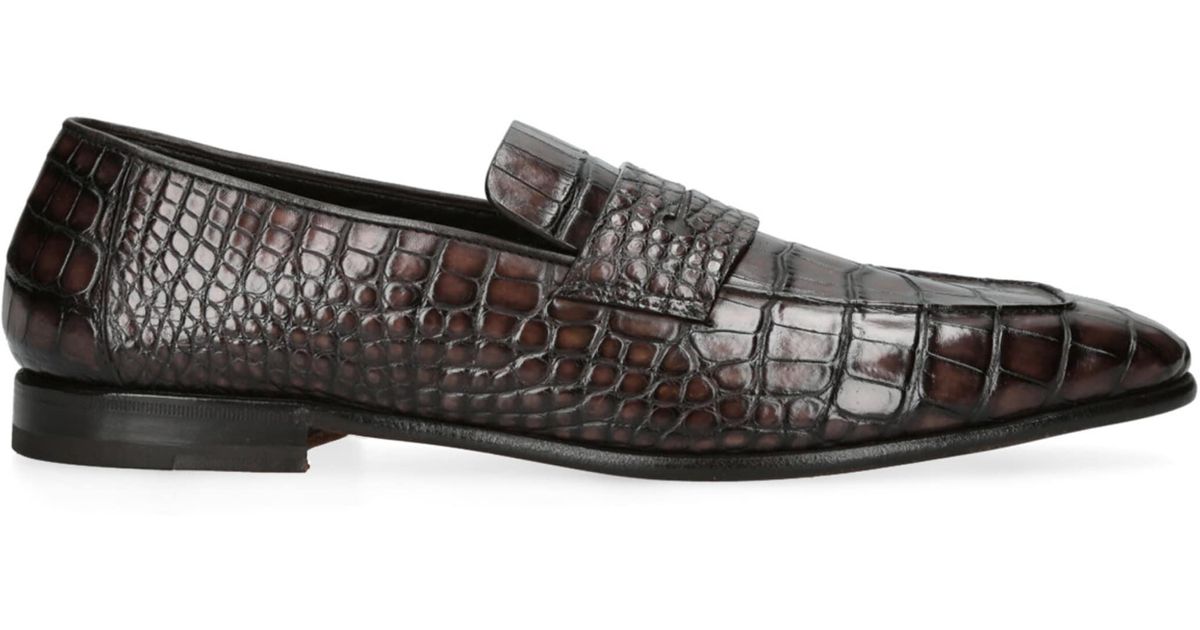 ZEGNA Crocodile Leather Penny Loafers in Black for Men | Lyst display picture 1