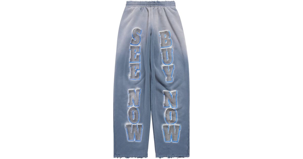 Balenciaga Distressed Relaxed Sweatpants in Blue | Lyst