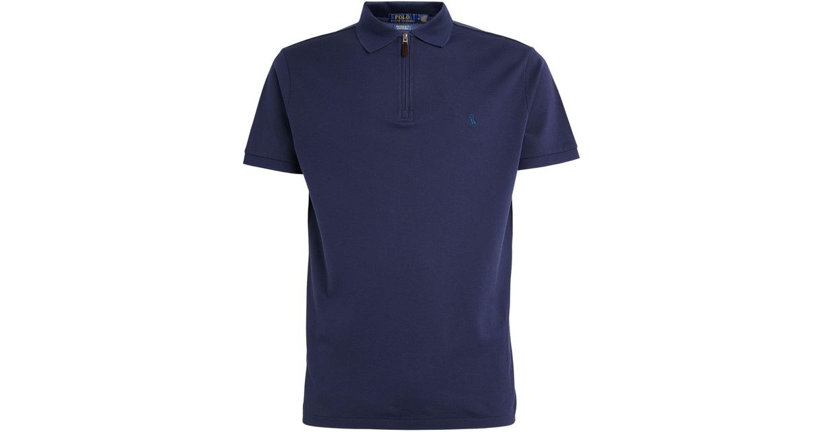 Polo Ralph Lauren Cotton Half-zip Slim-fit Polo Shirt in Navy (Blue ...