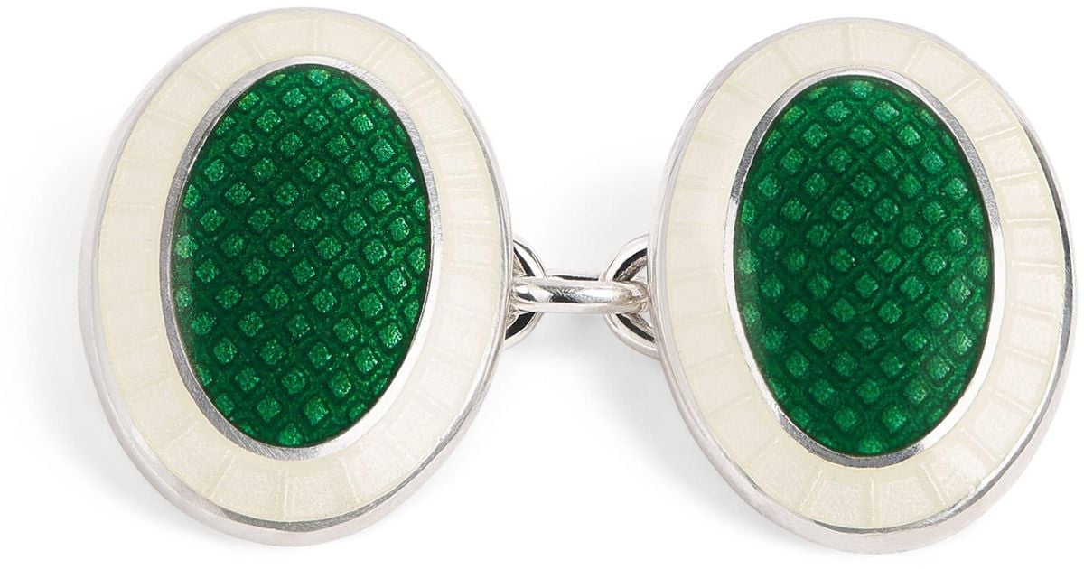 Deakin & Francis Sterling Oval Chain Cufflinks in Green for Men | Lyst