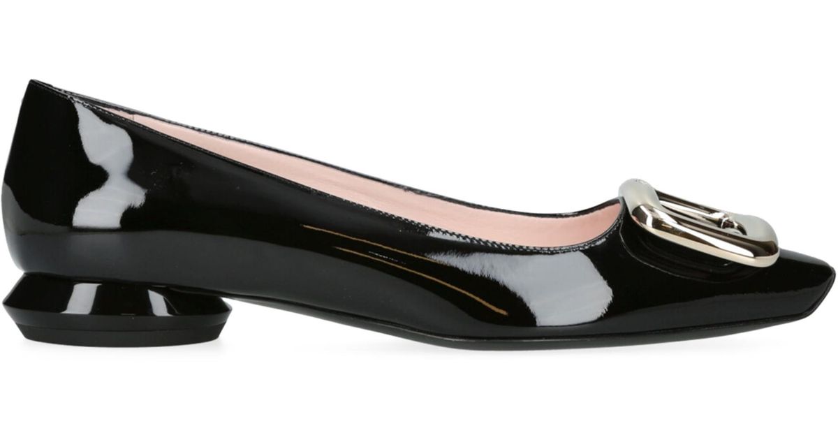 Roger Vivier Patent Viv Choc Ballet Flats In Black Lyst
