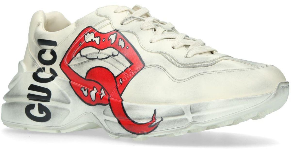 gucci tennis shoes with lips