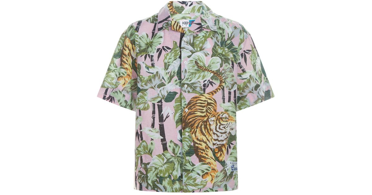 KENZO Bamboo Tiger Hawaiian Shirt in Pink for Men Lyst