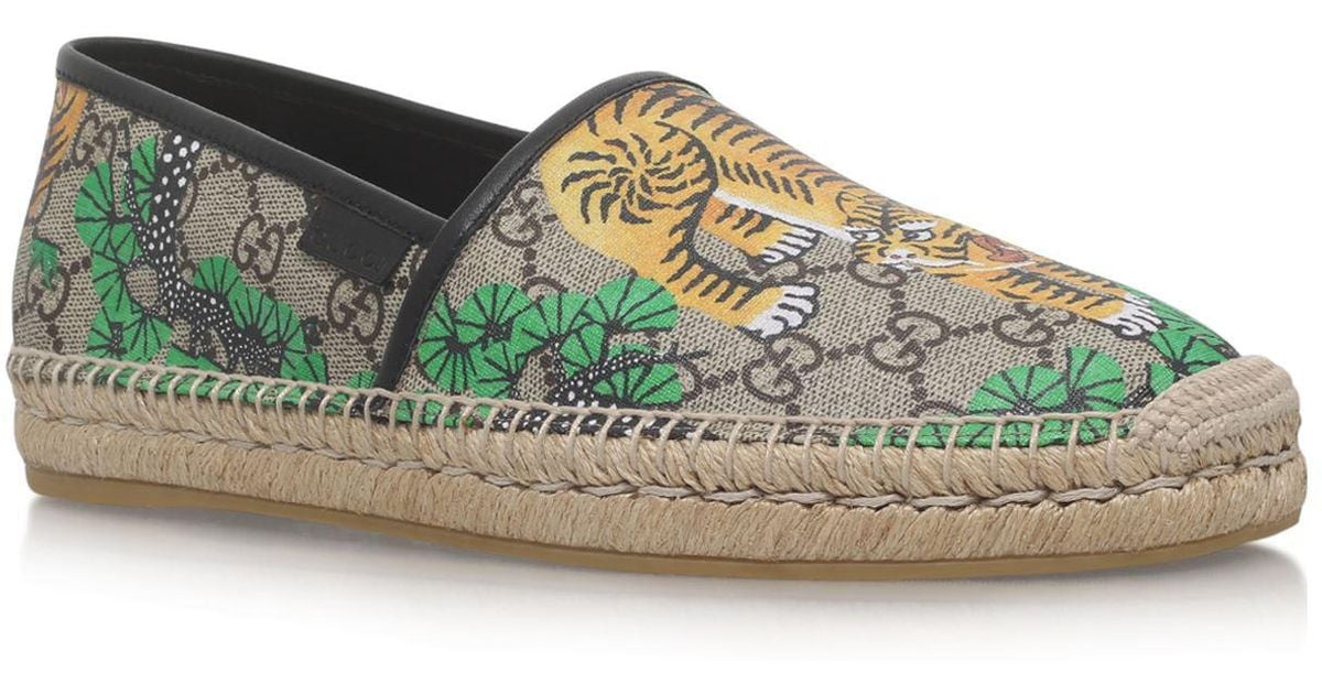 Gucci Leather Tiger Espadrilles | Lyst