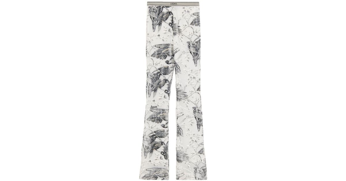 Loewe X Paula's Ibiza Bird-jacquard Flared Trousers in White