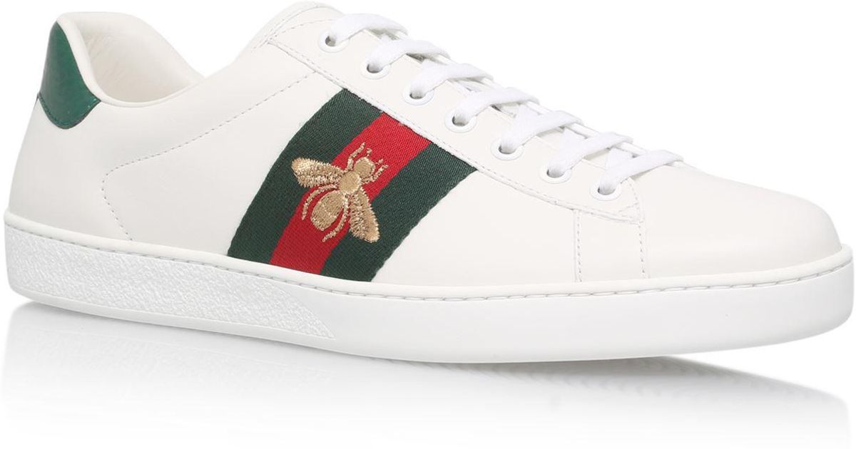gucci white bee new ace sneakers