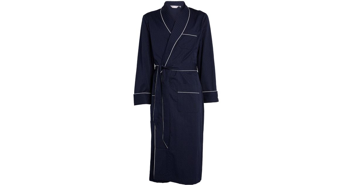 Derek Rose Royal 40 Piped Robe in Blue for Men | Lyst