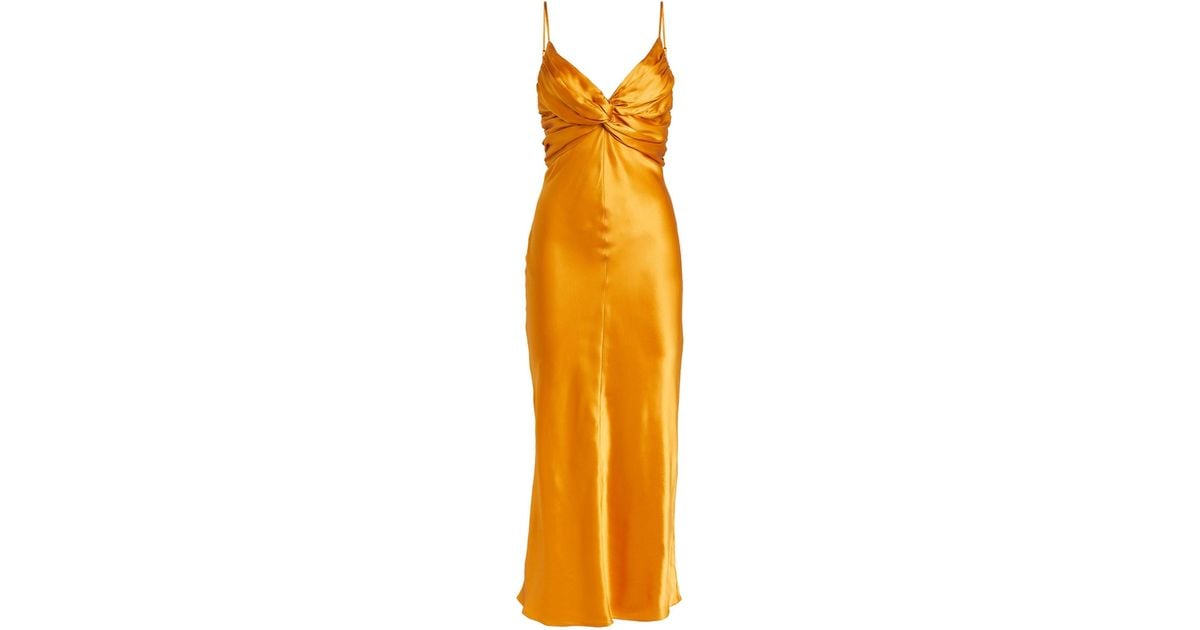 TOVE Silk Sofia Midi Dress in Brown | Lyst Canada