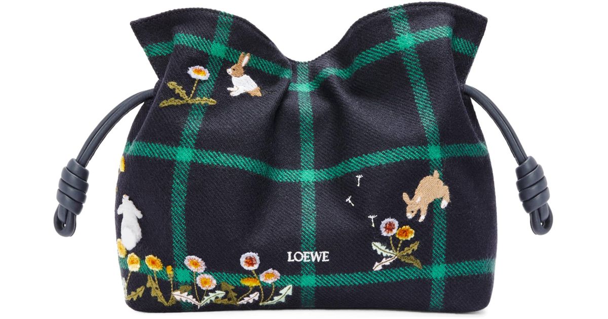 Loewe X Suna Fujita Medium Wool Flamenco Clutch Bag in Blue