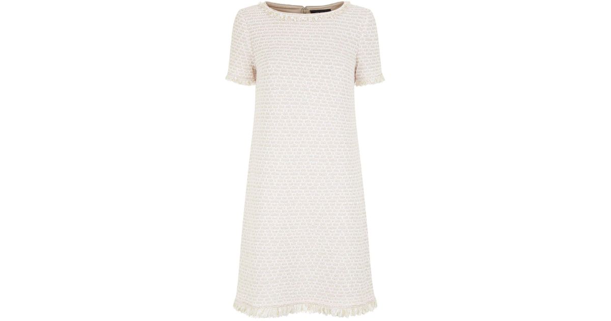 Lyst St John Lurex Tweed Dress In Pink
