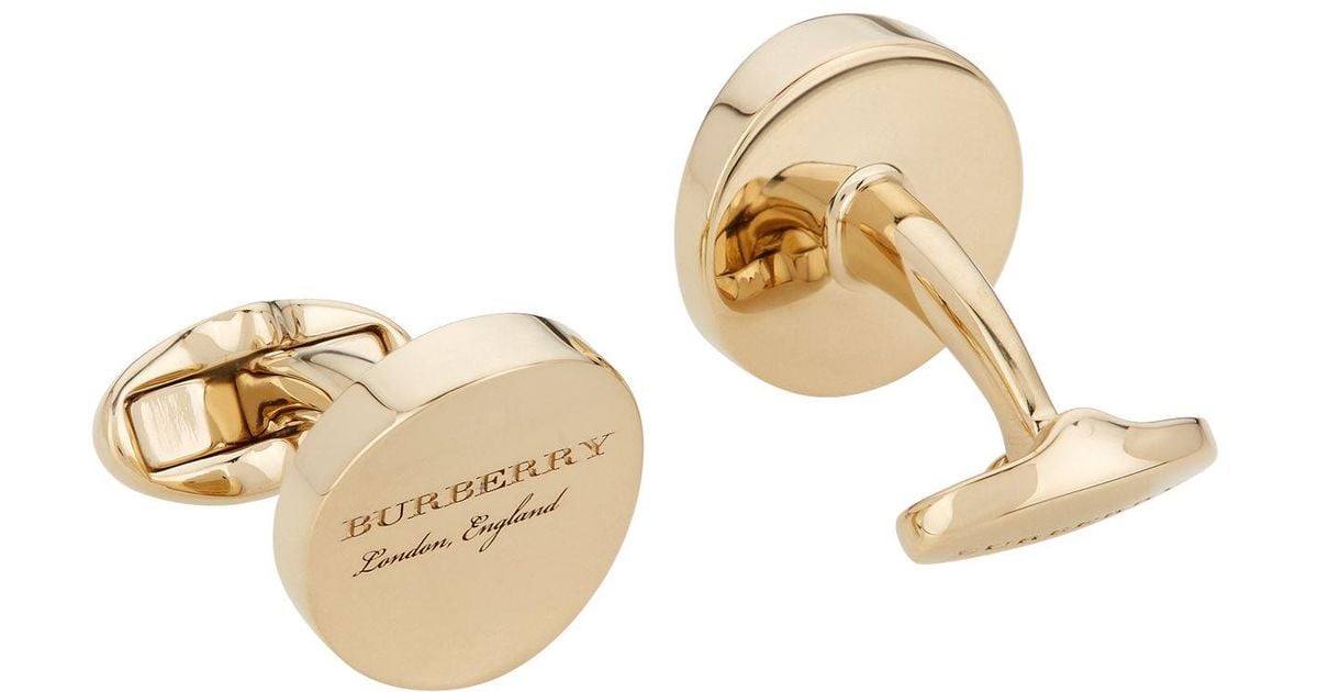Burberry Concave Logo Cufflinks in Gold 