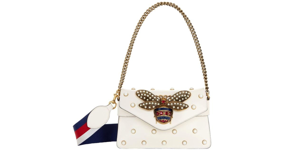gucci white bag with bee