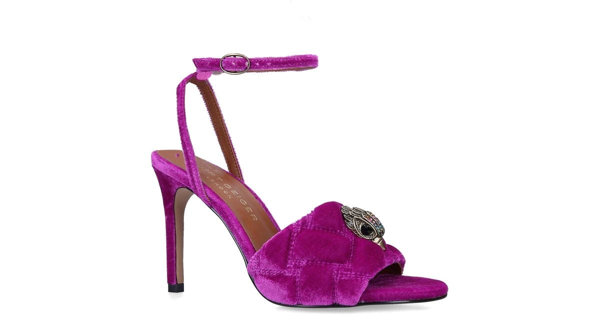 Kurt Geiger Quilted Velvet Kensington Sandals 100 in Purple | Lyst
