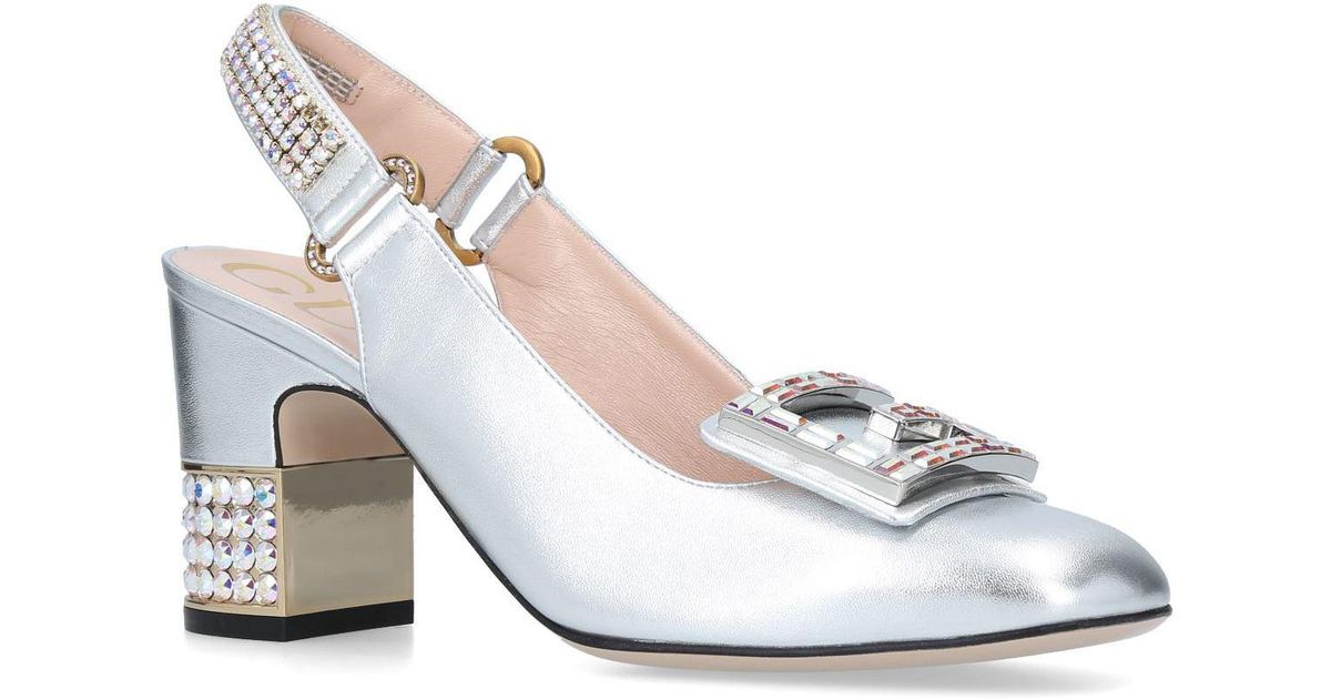 gucci silver pumps