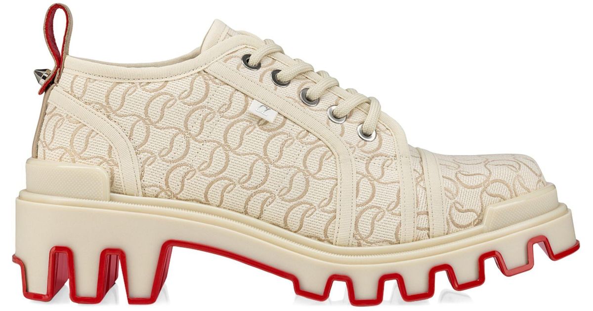 Christian Louboutin Panamic Dune Flat Jacquard Derby Shoes in
