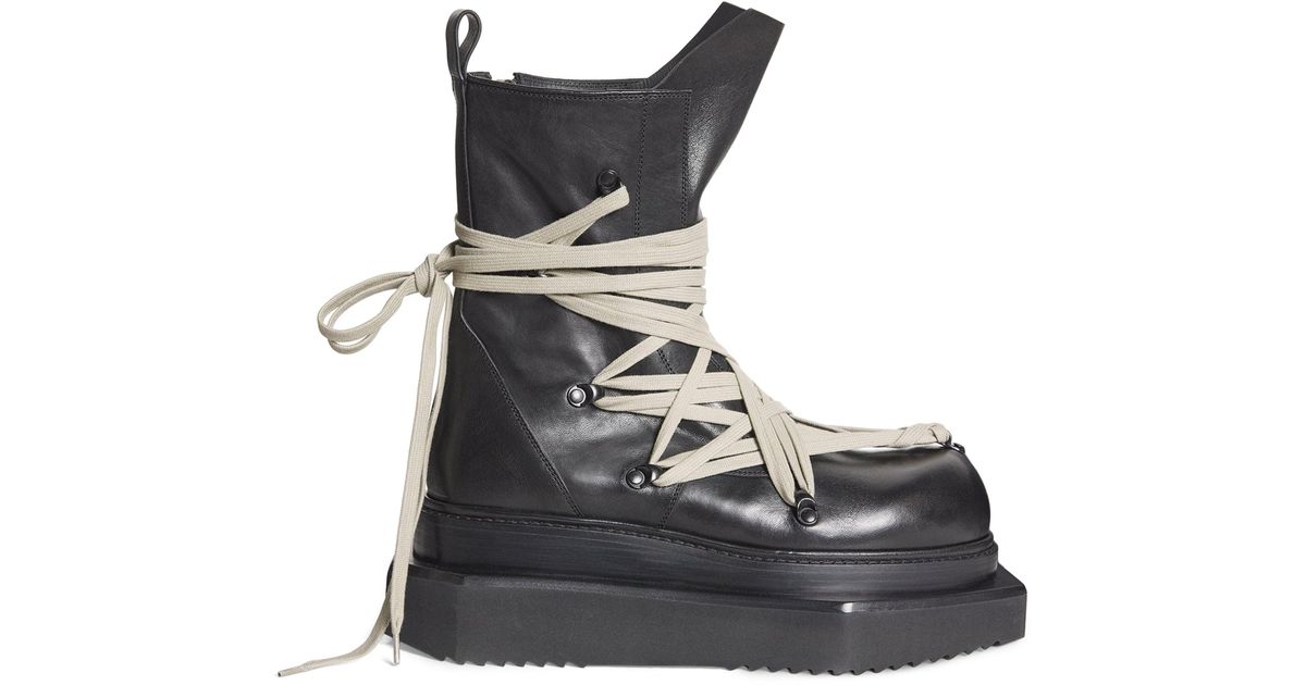 Rick Owens Mega-Lace Turbo Cyclops Boots in Black for Men | Lyst