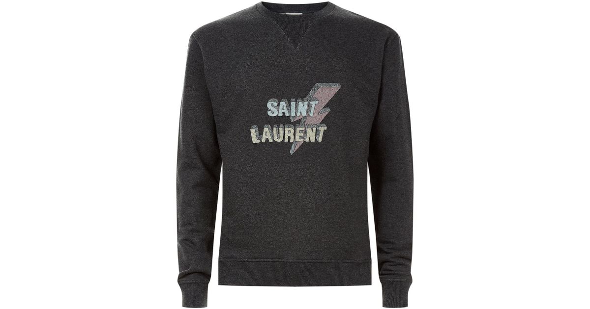 Lightning Bolt Motif Sweatshirt in Grey 