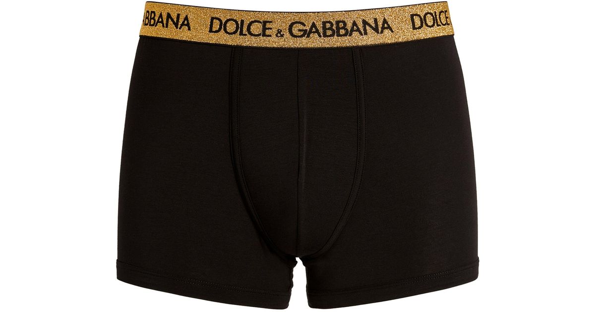 Dolce & Gabbana Silk Metallic Logo Regular Boxers in Black for Men ...