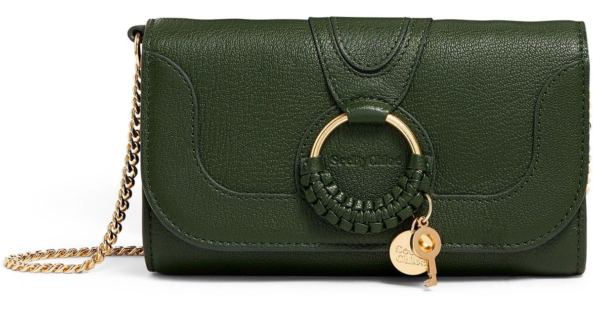 See By Chloé Leather Hana Wallet On Chain in Green | Lyst UK